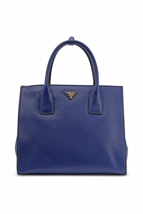 Prada - Navy Blue Vitello Leather Medium Tote