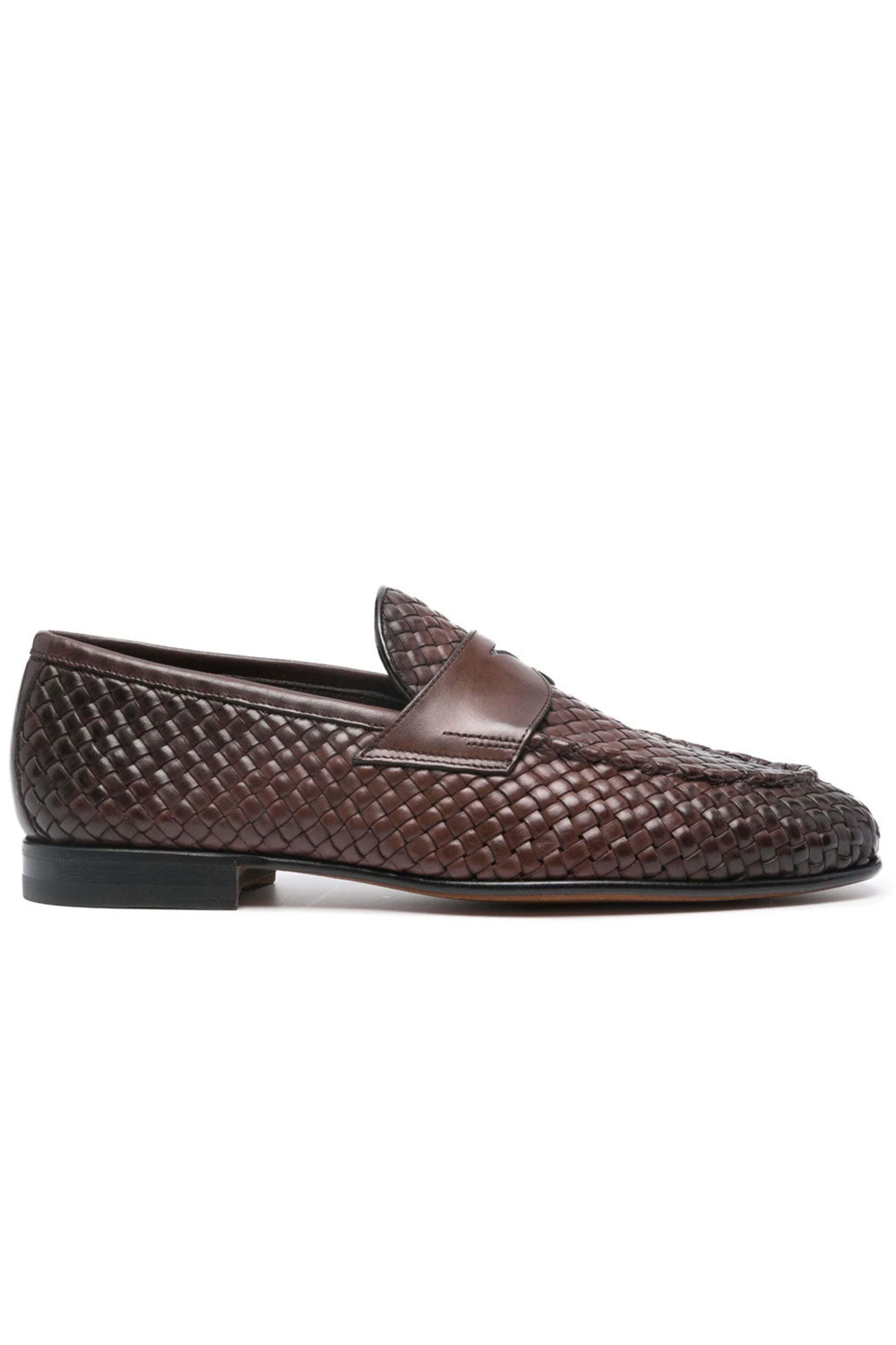 Santoni - Gwendale Woven Loafer in Dark Brown