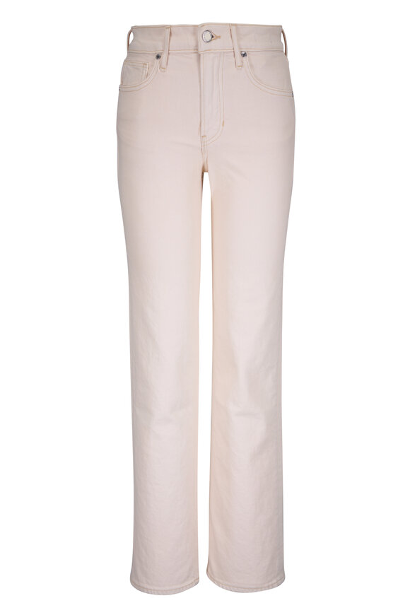 Veronica Beard Leah Ecru Mid Rise Straight Leg Jean