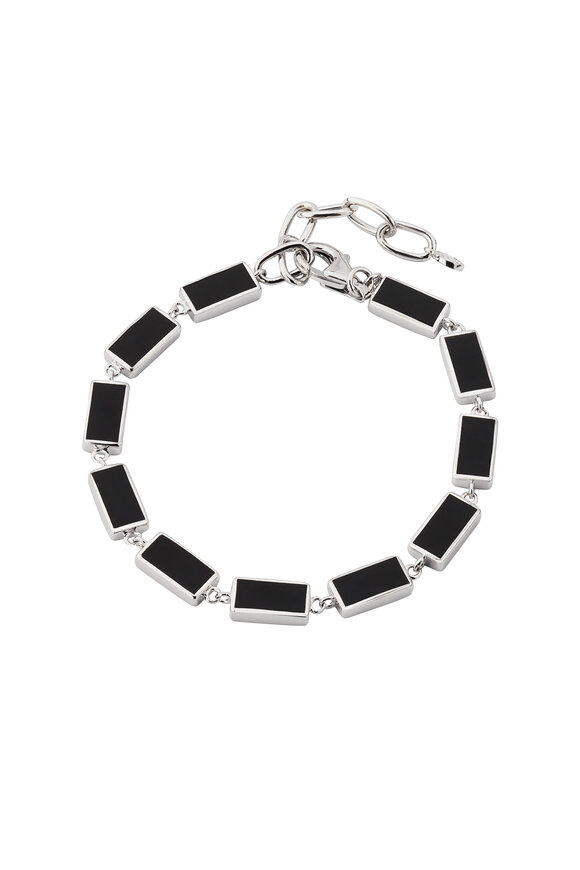 Jan Leslie Sterling Silver Black Onyx Rectangle Link Bracelet - view 1