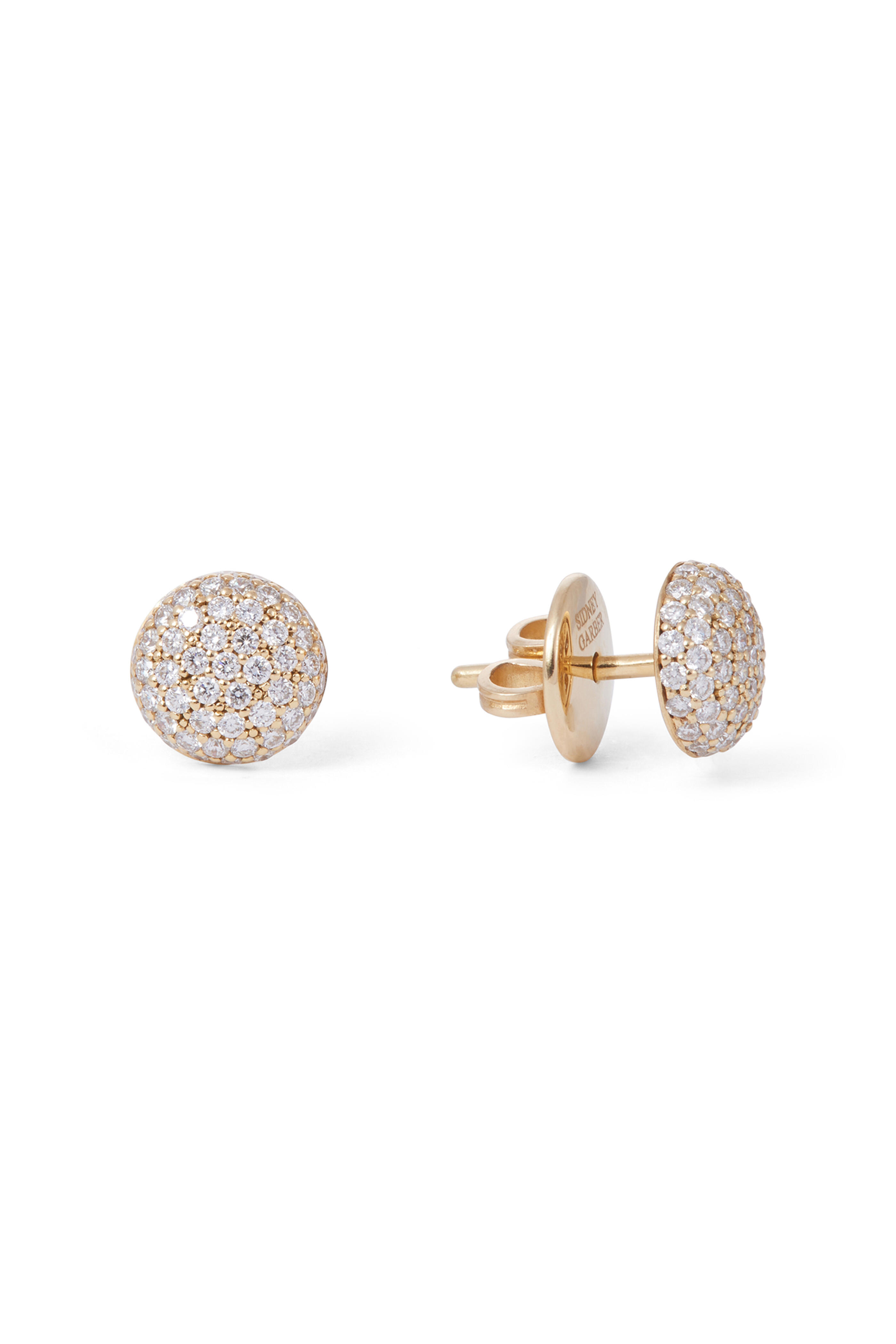 Sidney Garber - 18k Gold Perfect Pavé Diamond Button Earrings