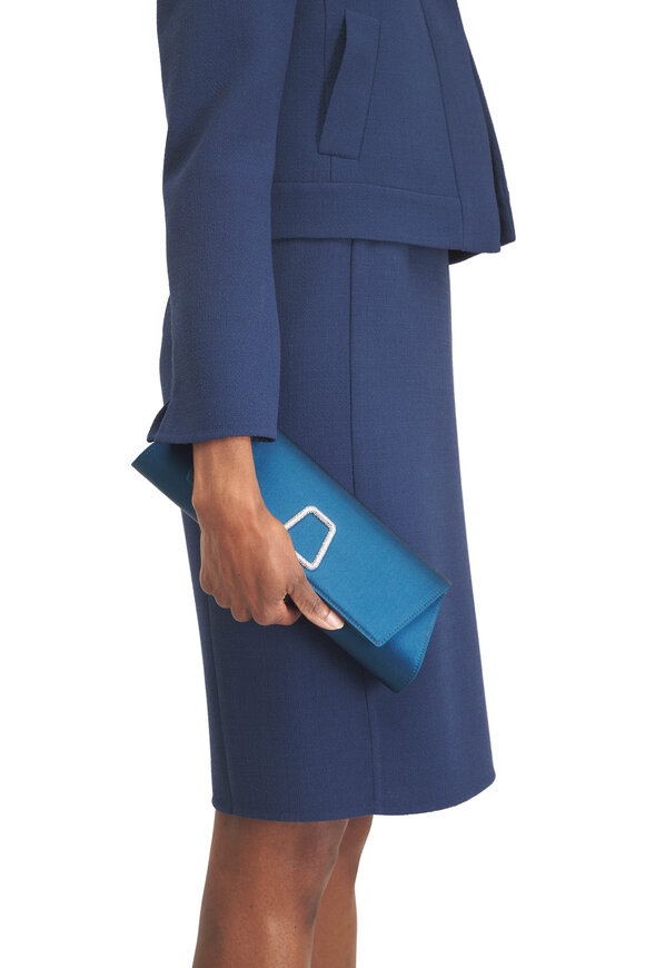 Akris Small Anouk Deep Petrol Trapezoid Clutch - view 2
