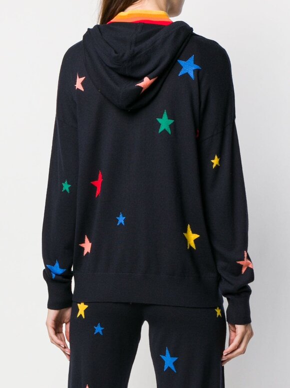 Chinti & Parker - Navy Multicolor Star Cashmere Hoodie