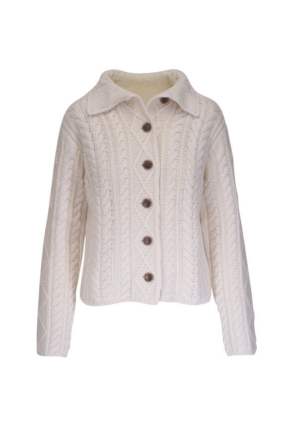 Lisa Yang - Kristin Cream Cable Knit Cashmere Cardigan