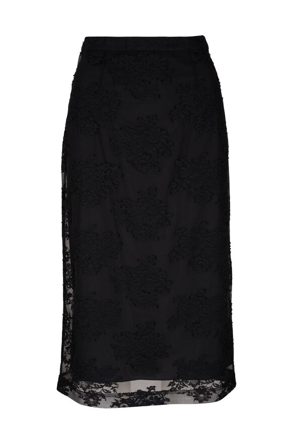 Dolce & Gabbana Pizzo Chantilly Lace Black Pencil Skirt