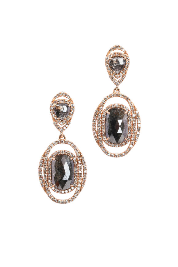 Sutra - 18K Rose Gold Diamond Drop Earrings