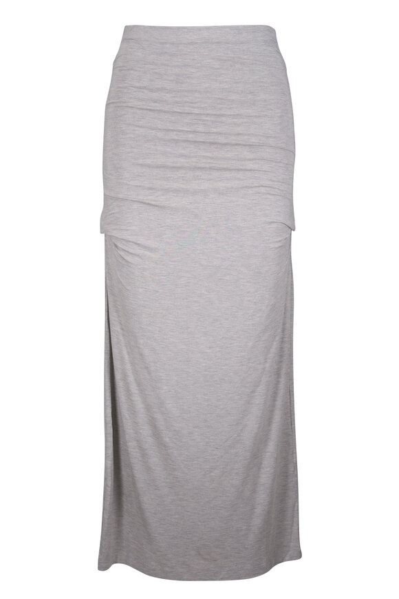 Totême Pale Gray Melange Draped Jersey Skirt - view 1