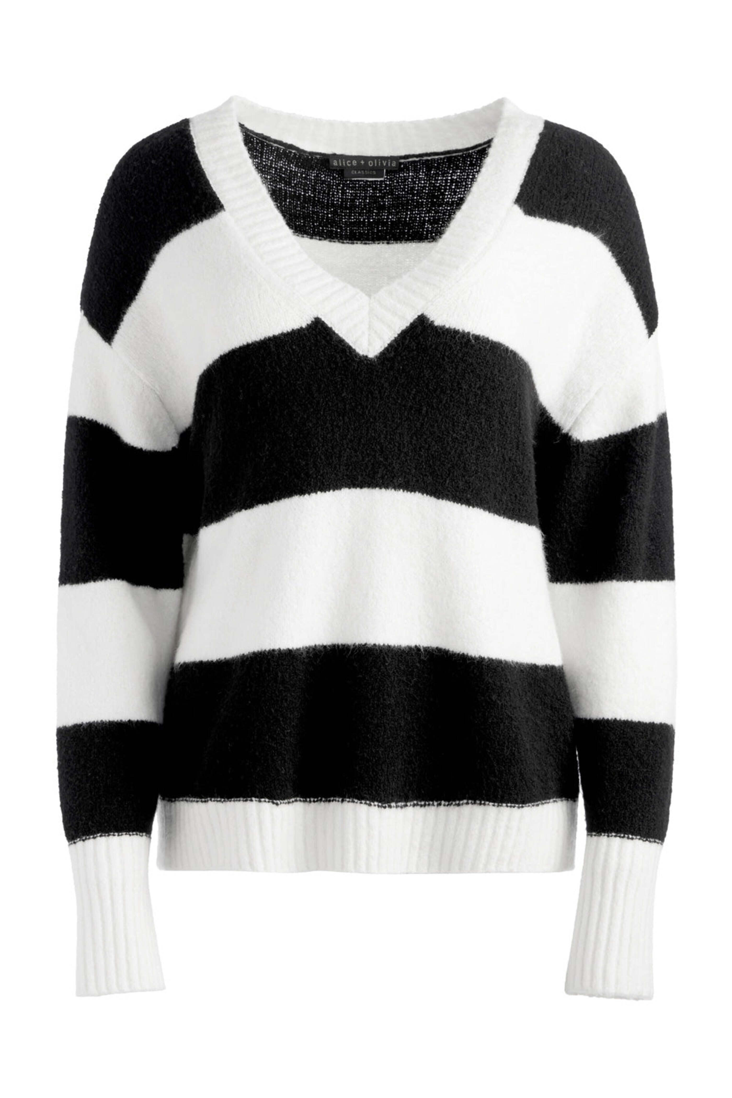 Alice & Olivia - Black and Ecru Stripe Tiel Pullover