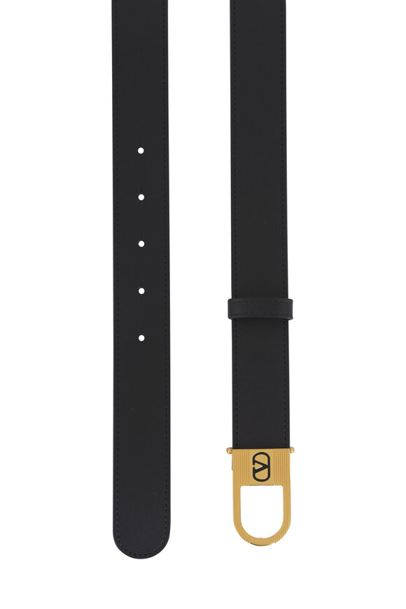 Valentino Garavani VLogo Signature Black Leather Enamel Logo Belt - view 2