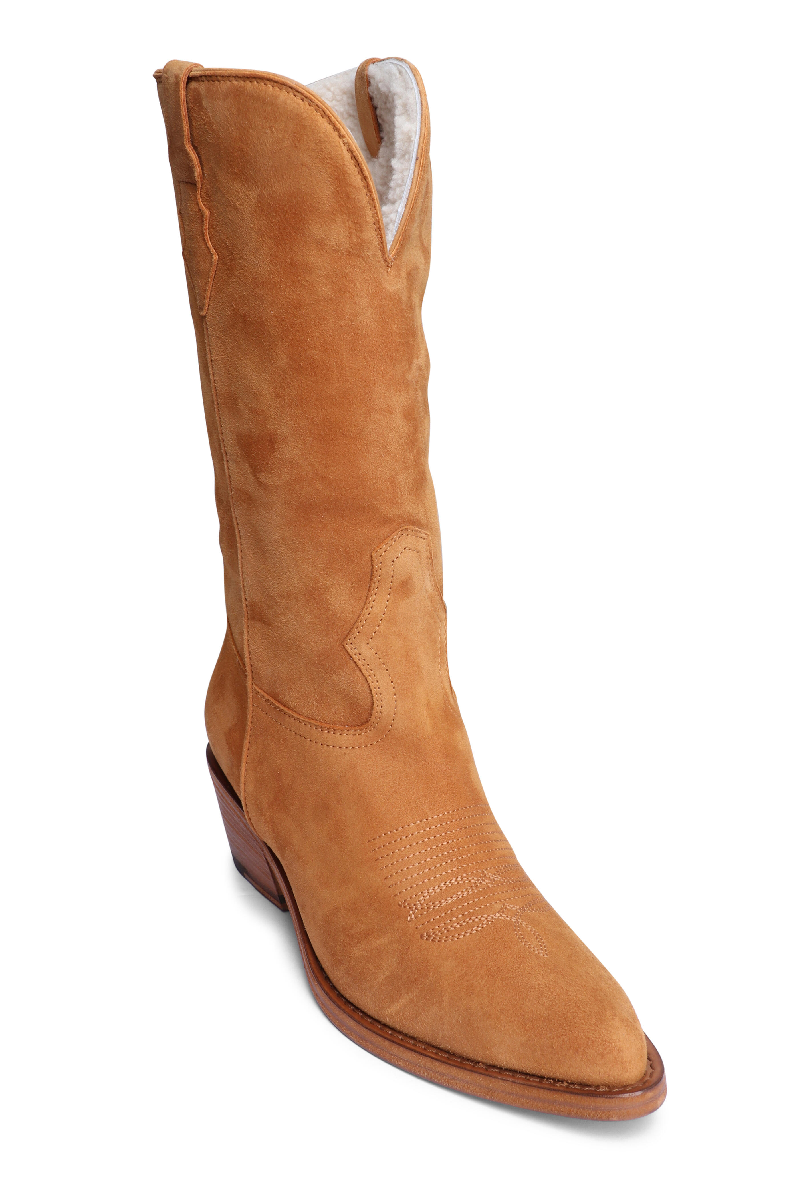 Partlow - Forest Cuoio Suede & Shearling Cowboy Boot