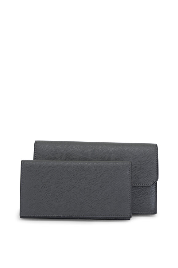 Valextra - Brera Gray Leather Wallet 