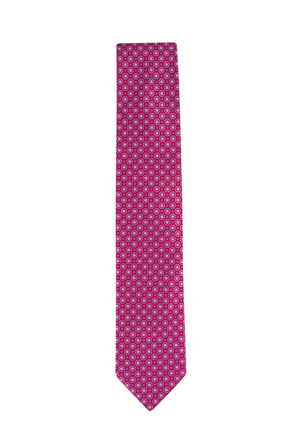 Eton Red Medallion Woven Silk Necktie