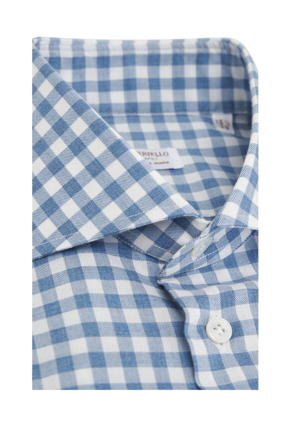 Borriello - Medium Blue Check Cotton Sport Shirt