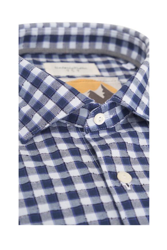 Tintoria Blue Gingham Textured Sport Shirt - view 3