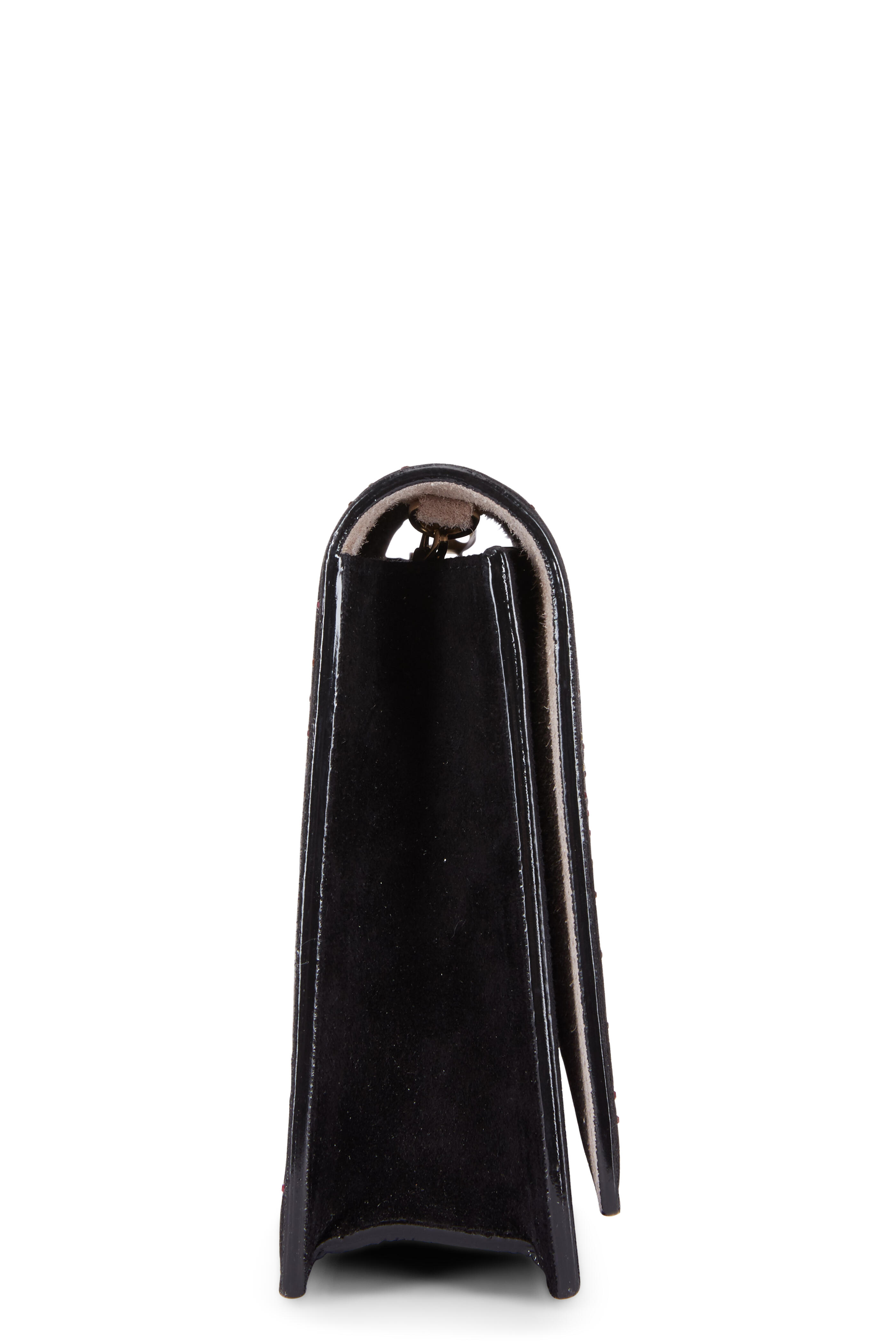 Jimmy Choo - Florence Black Suede Multicolor Crystal Clutch