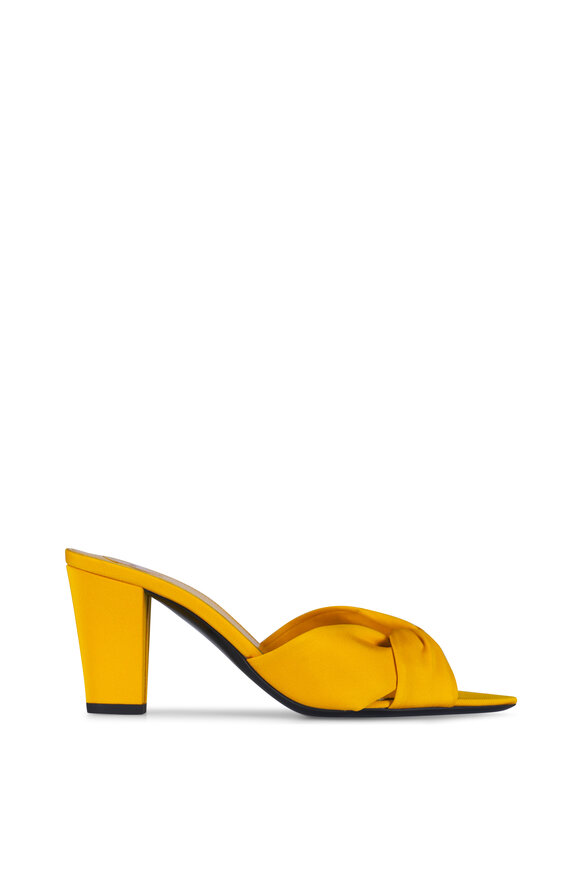 Saint Laurent Franciane Twisted Orange Satin Sandal, 75mm - view 3