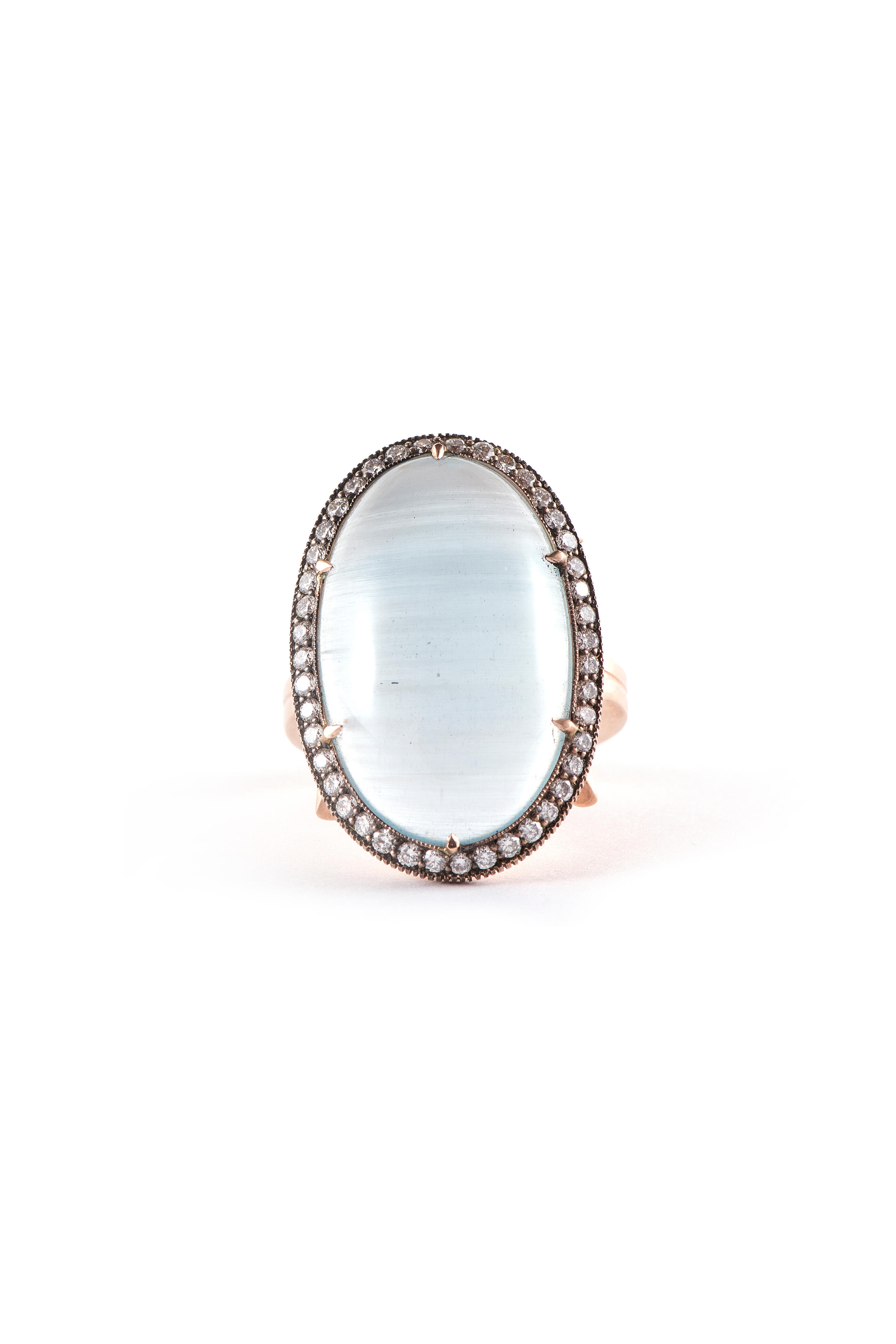 Sylva & Cie - 14k Rose Gold Oval Aquamarine Ring