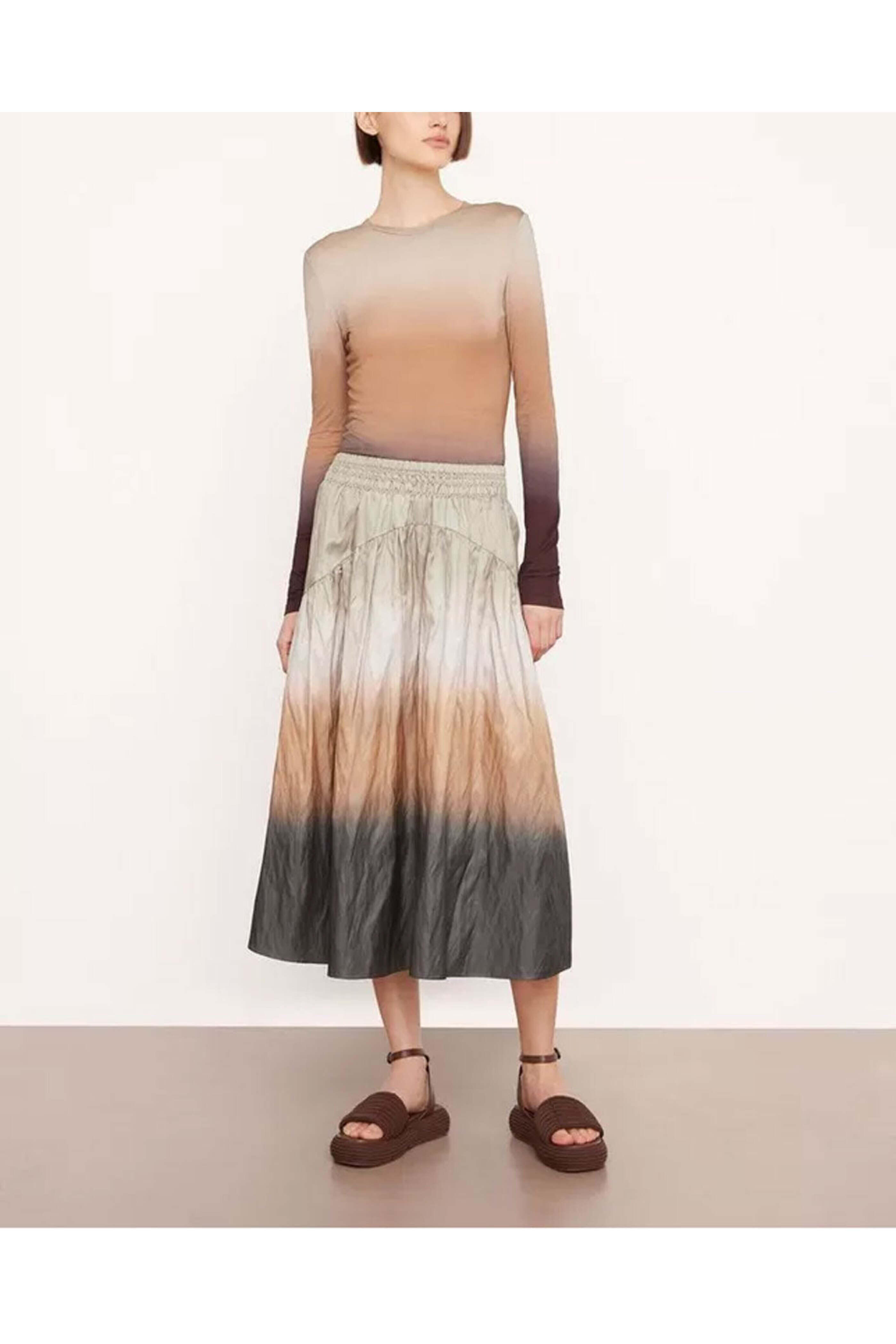 Vince - Vine Dip Dye Smocked Skirt