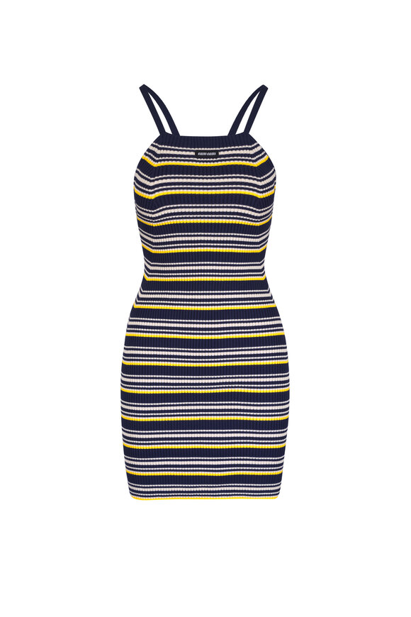 Miu Miu Multi Stripe Tie Back Mini Dress