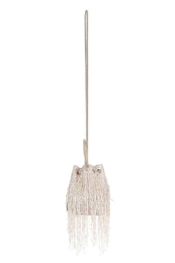 Jimmy Choo Bon Bon Silver Fringe Embroidery Top Handle Bag - view 4