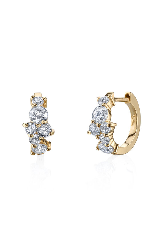 Sydney Evan 18k Yellow Gold Diamond Cocktail Huggies - view 1