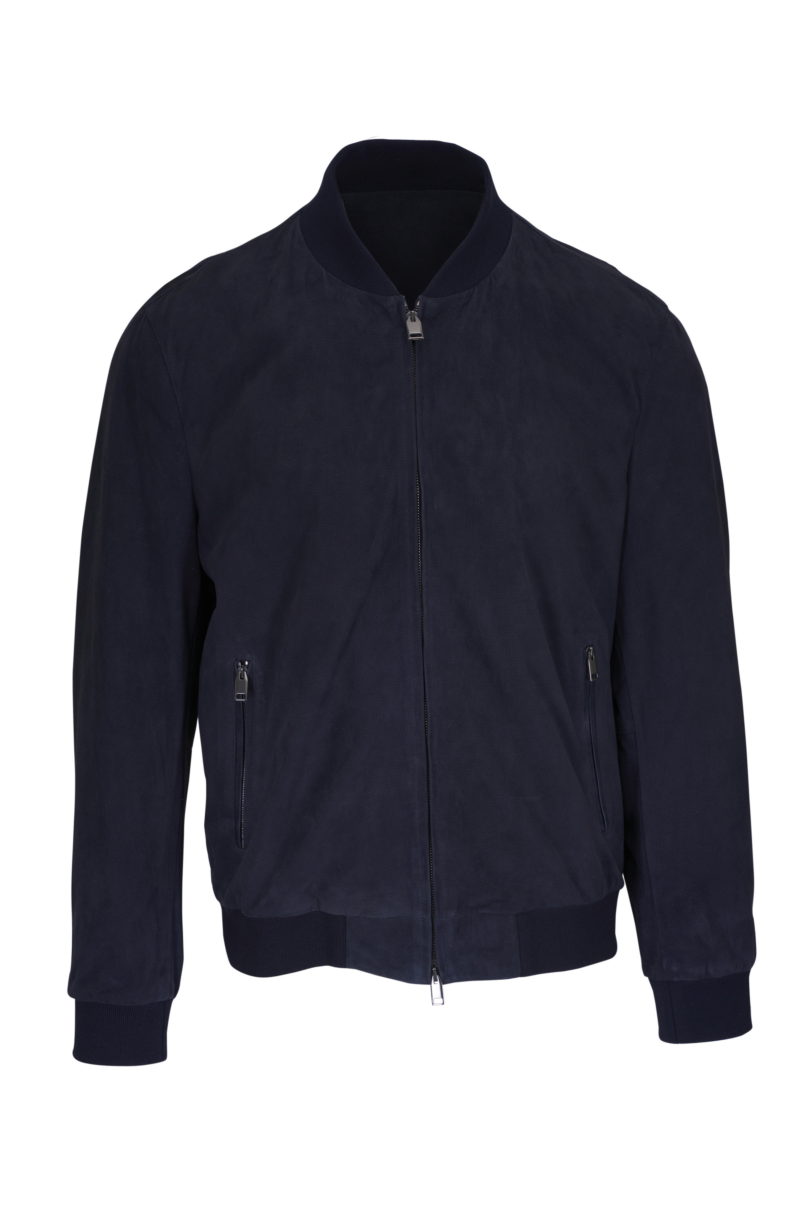 Brioni - Midnight Blue Suede Bomber Jacket