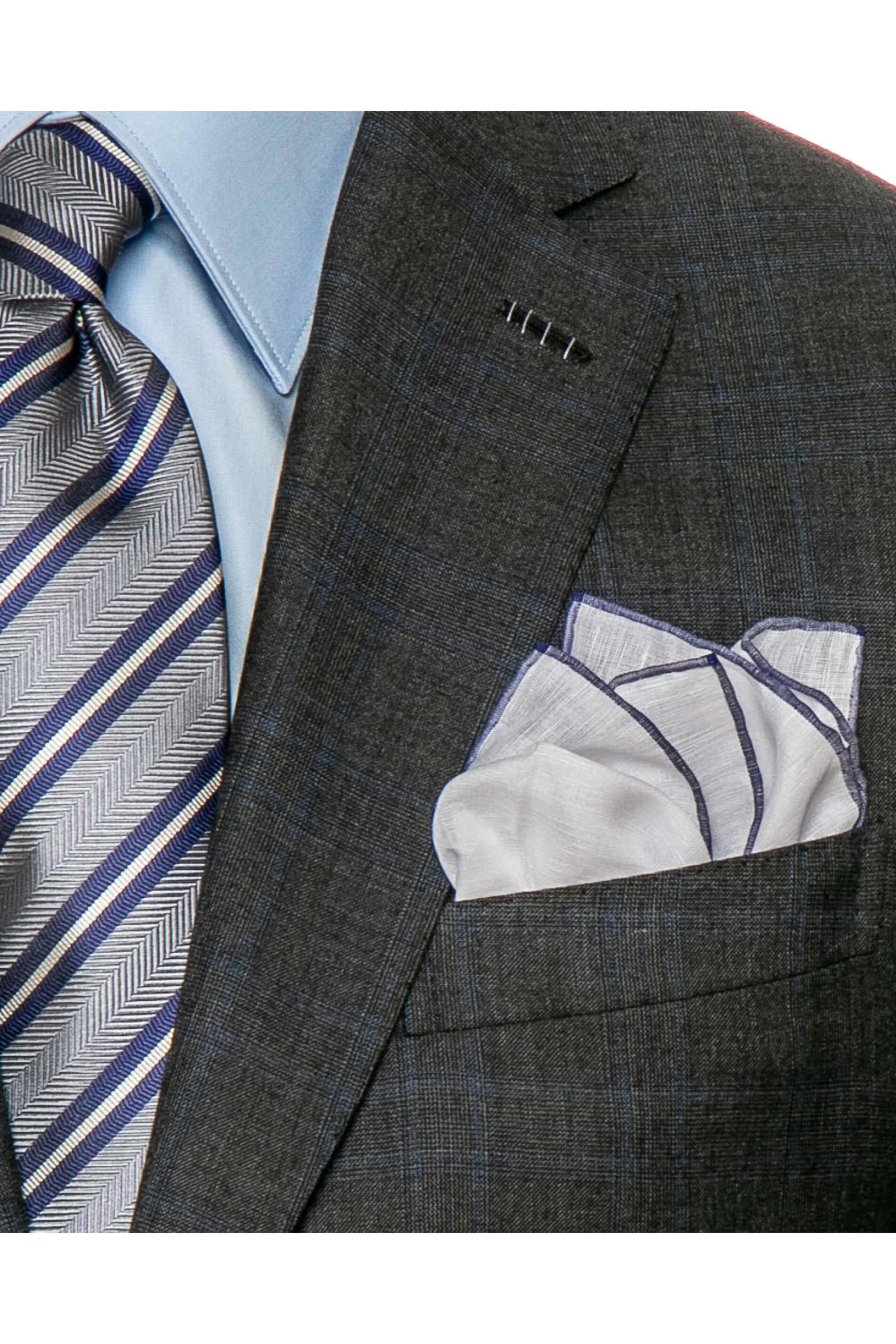 Brioni - Charcoal Glen Plaid with Blue Windowpane Suit