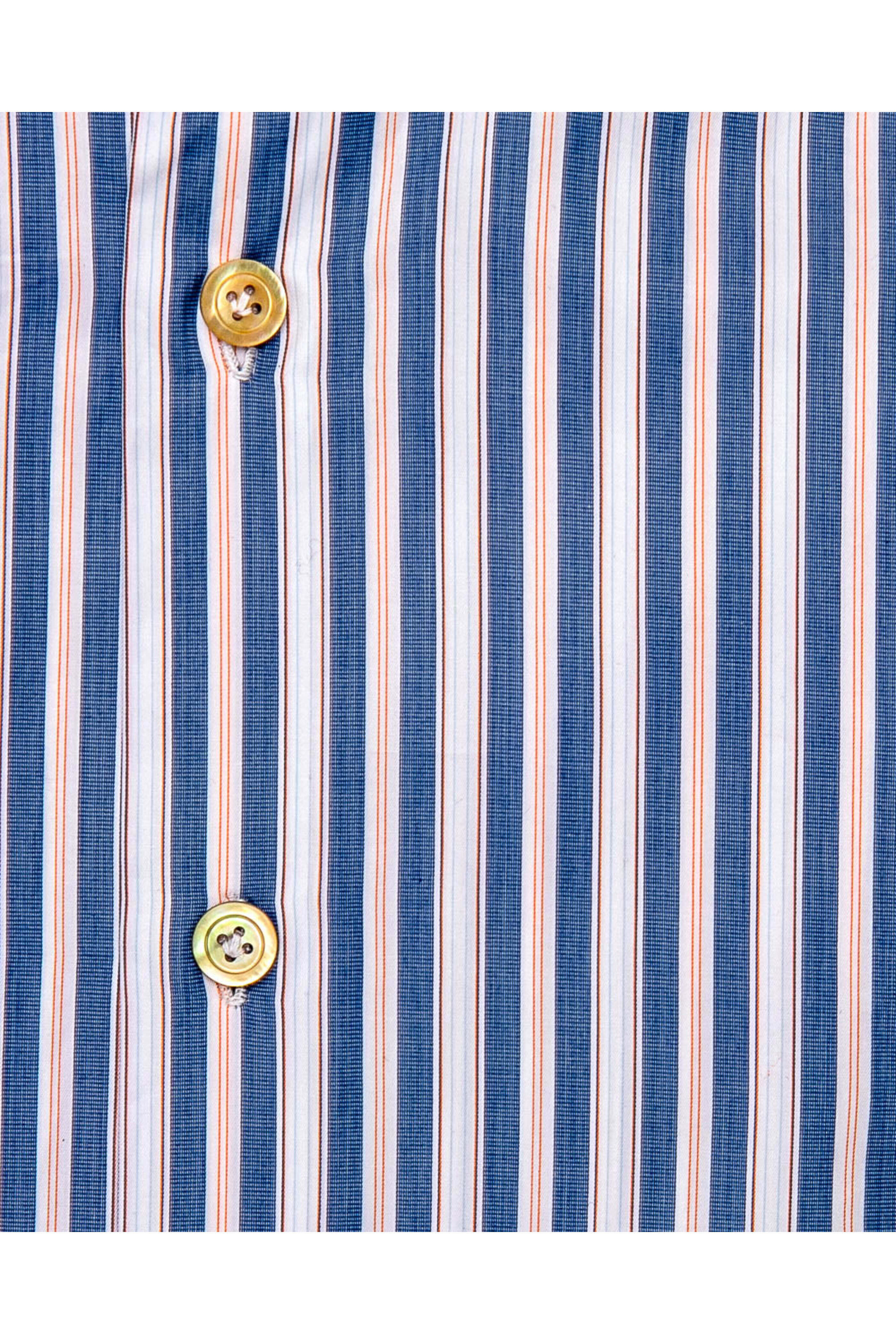 Kiton - Blue and Orange Multi Stripe Dress Shirt