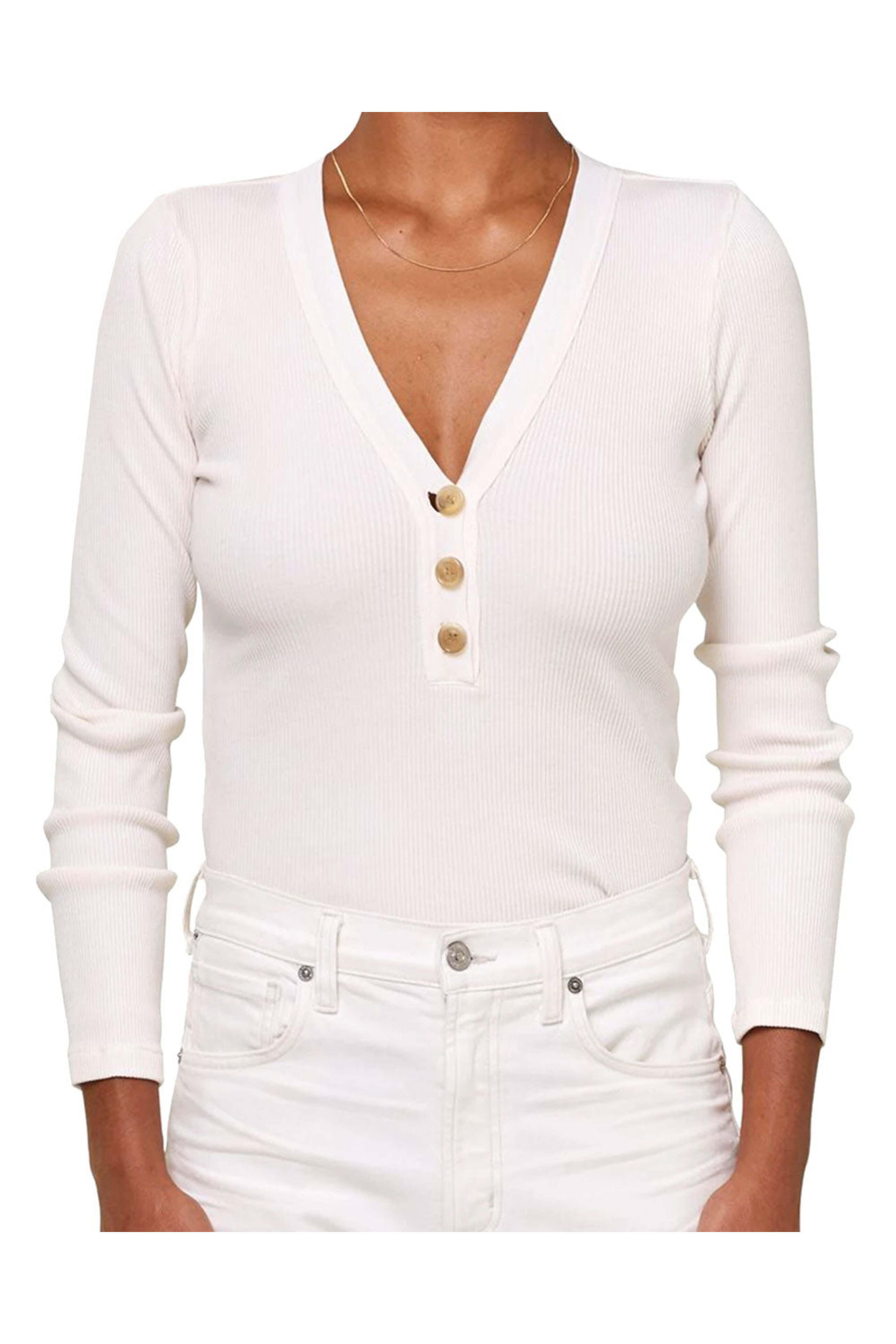 Citizens of Humanity - Cream Pink Scarlet Henley Top