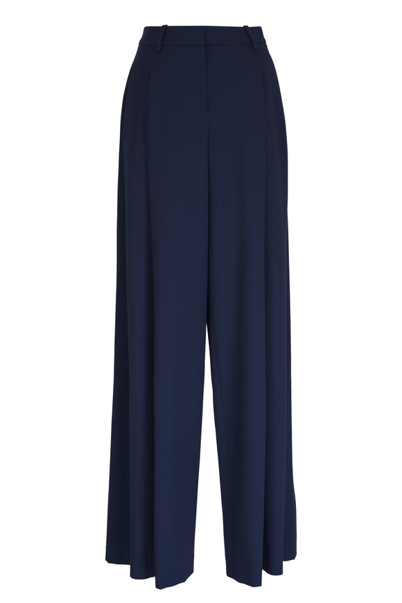 Michael Kors Collection Midnight Low Rise Wool Palazzo Pant 