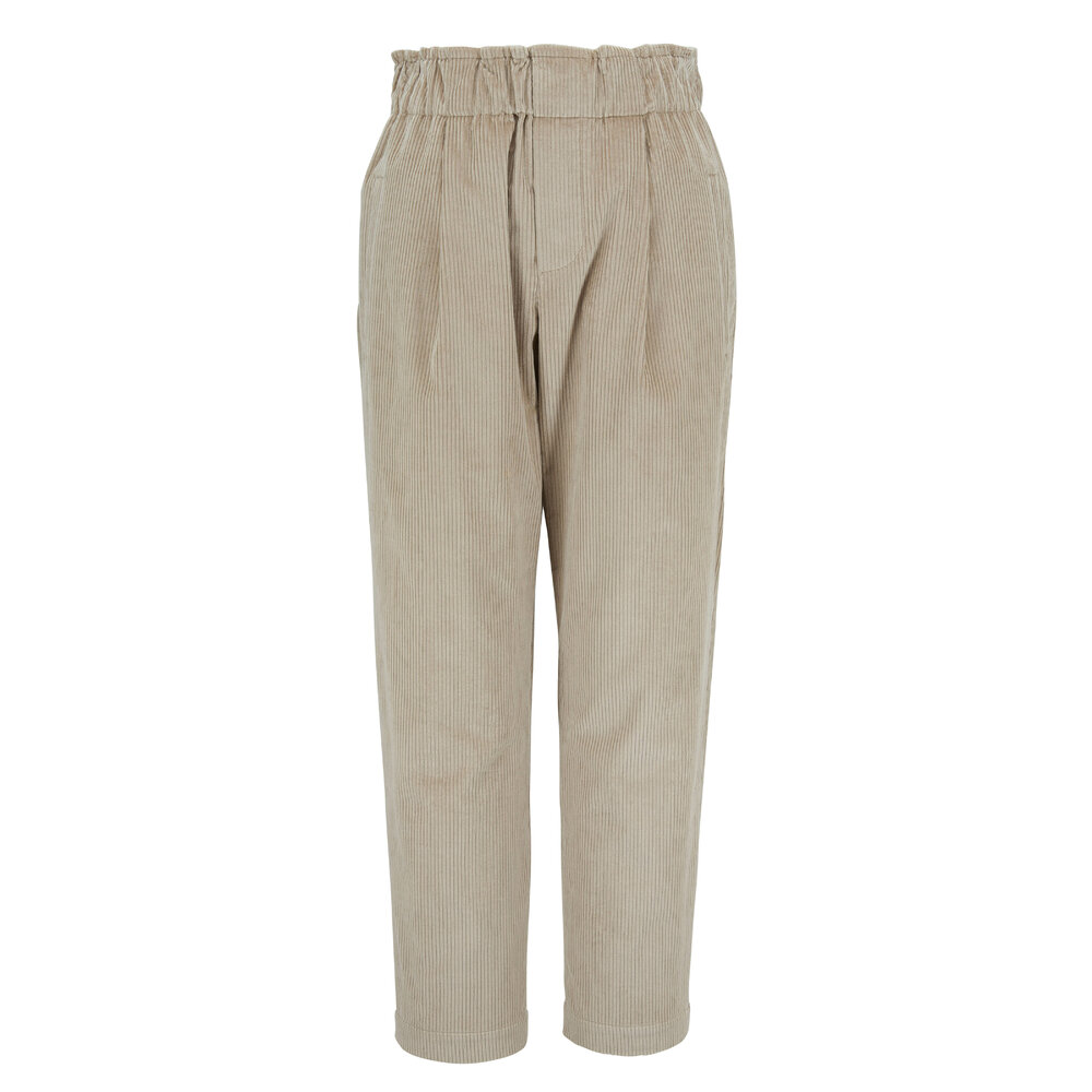 Brunello Cucinelli - Oat Cotton & Cashmere Corduroy Pull-On Pant
