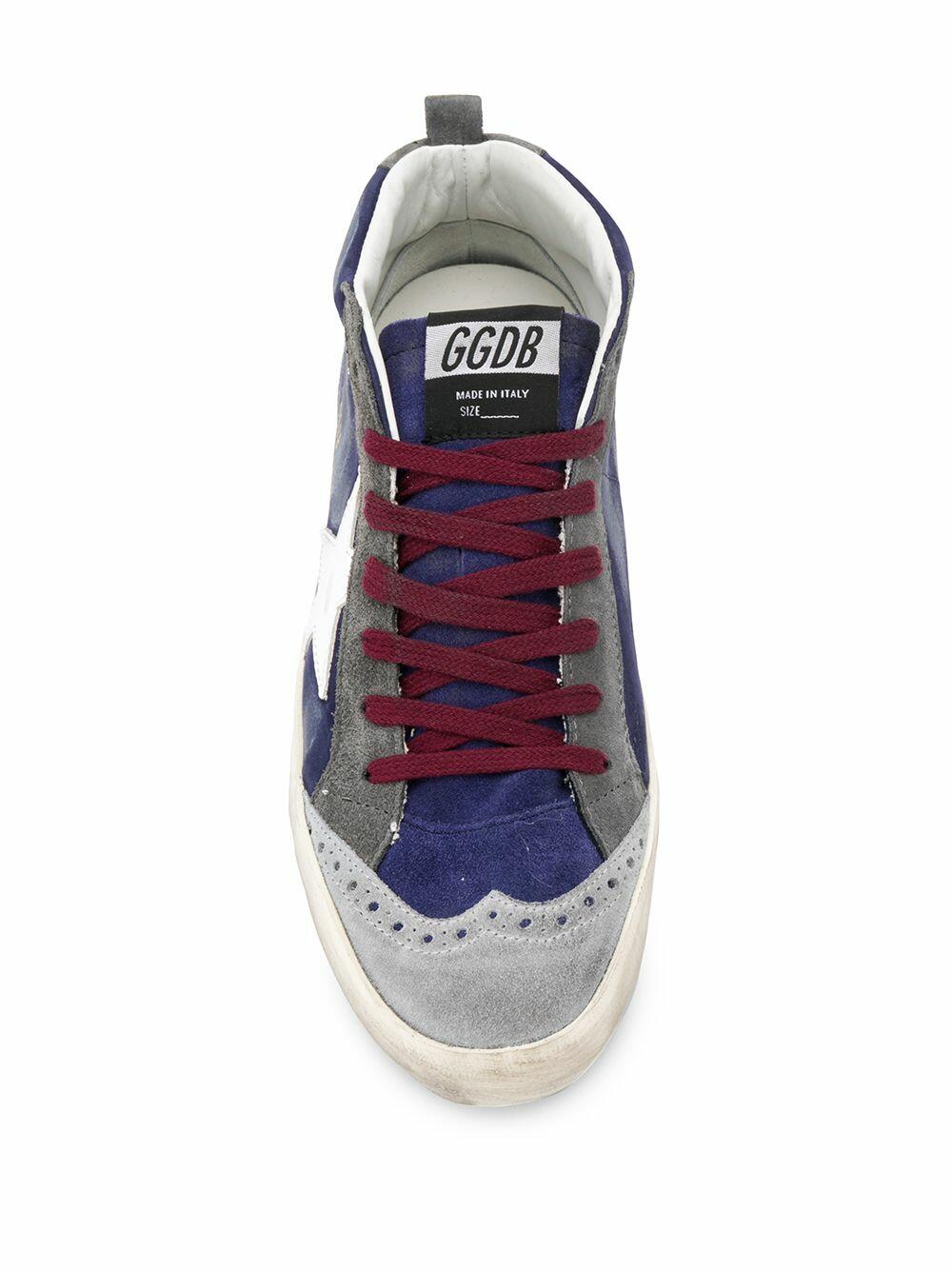 Golden Goose - Mid Star Navy Blue Suede White Star Sneaker