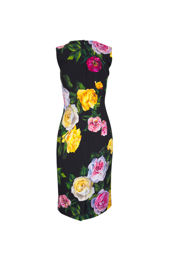 Dolce & Gabbana - Black Peony & Rose Print Midi Dress