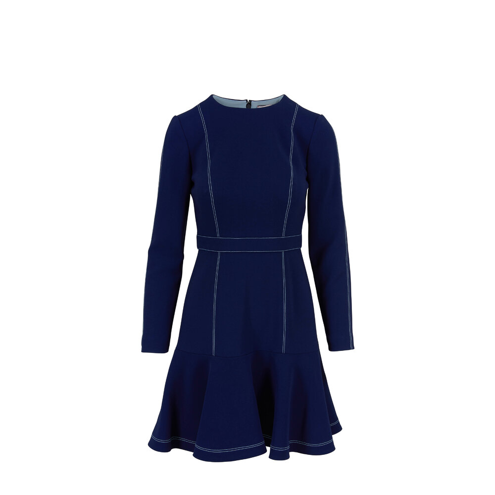 Carolina Herrera - Sapphire Flounce Hem Dress | Mitchell Stores
