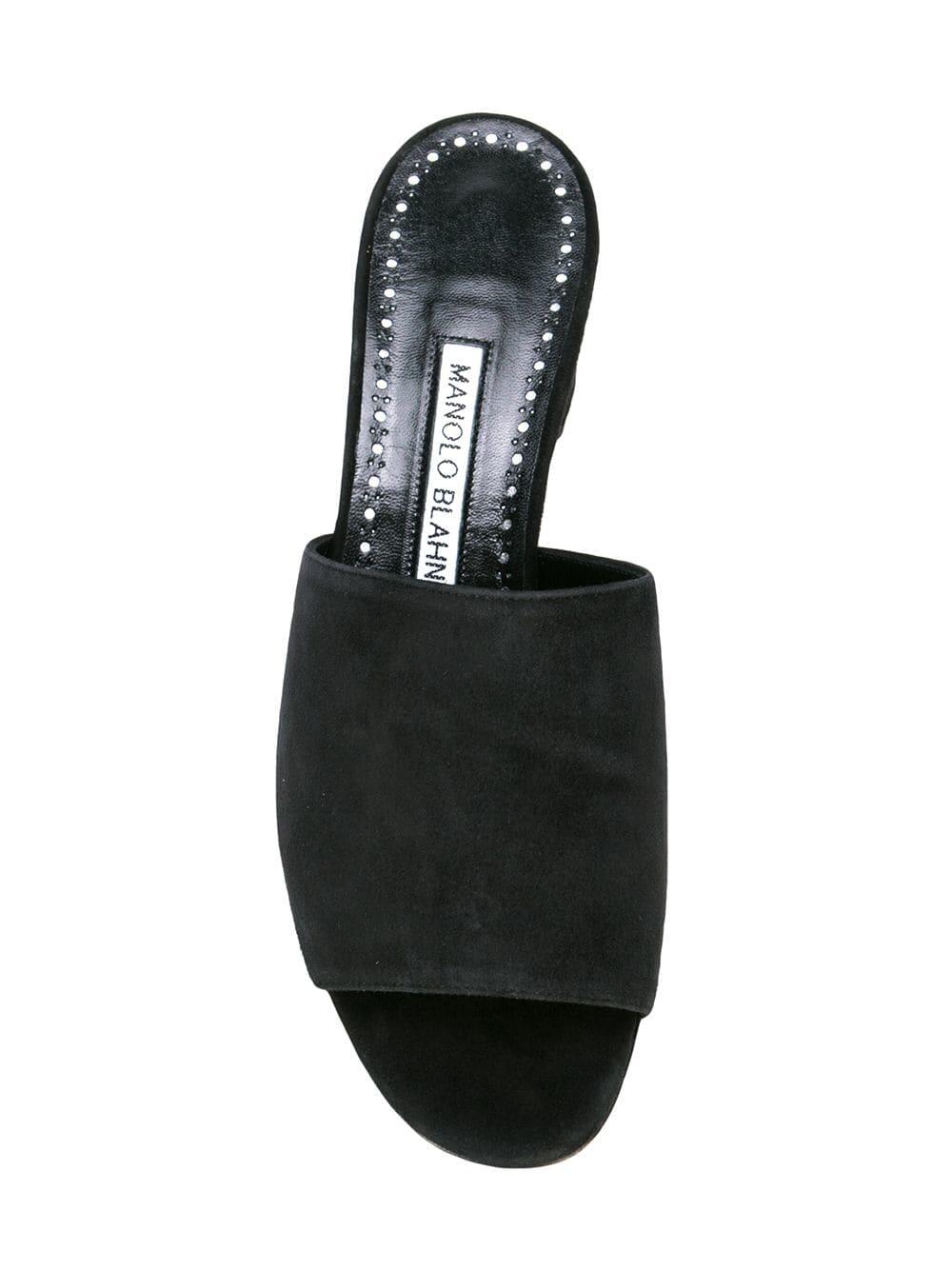 入荷なう Blahnik Manolo - 50mm Sandal, Slide Suede Black Rapallato 靴