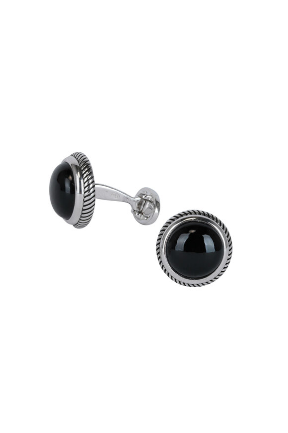 Jan Leslie Sterling Silver Onyx Cuff Links