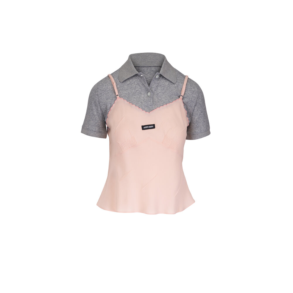Miu Miu - Peach & Gray Moroccan Crepe Top | Mitchell Stores