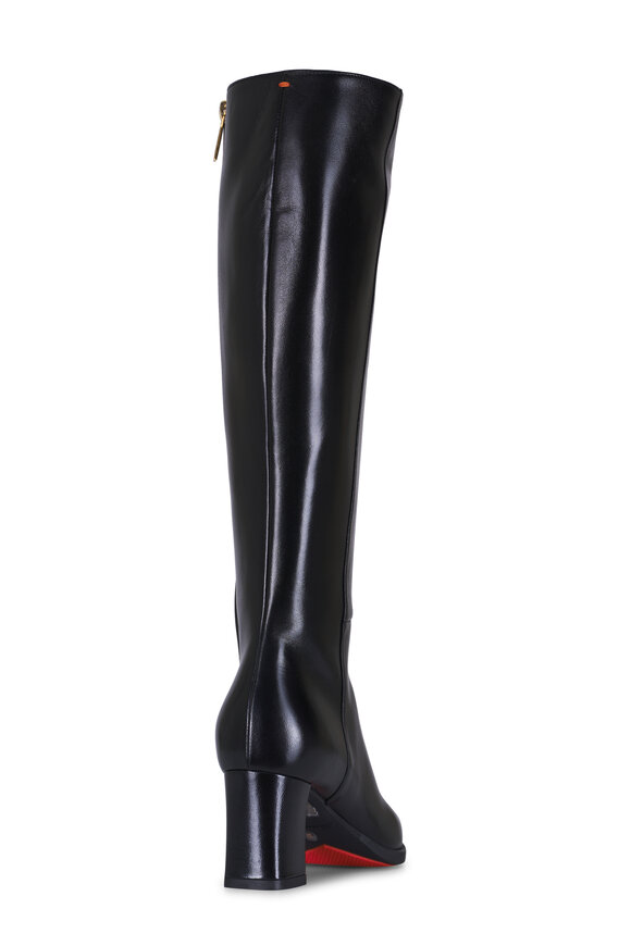 Santoni Mariel Black Leather Tall Boot, 65mm - view 3