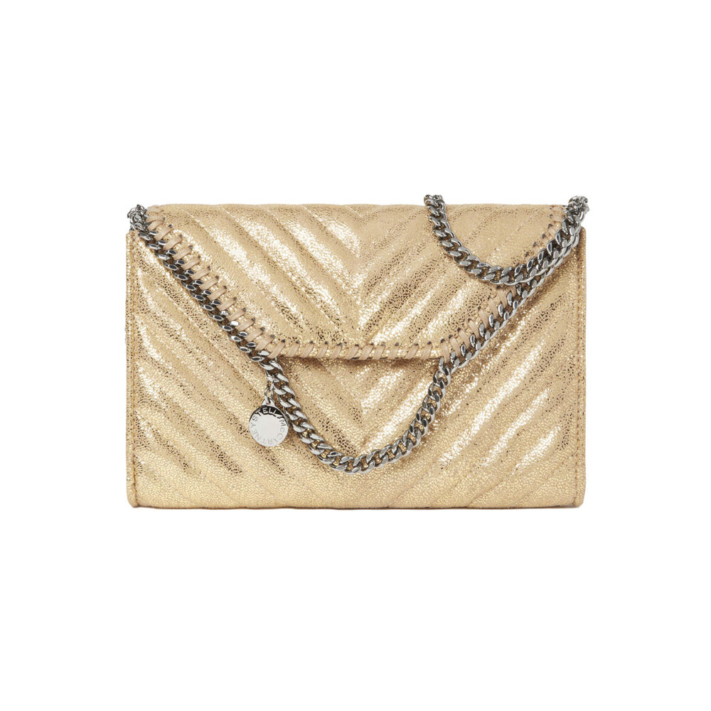 Stella McCartney - Mini Falabella Shiny Shoulder Bag in Gold