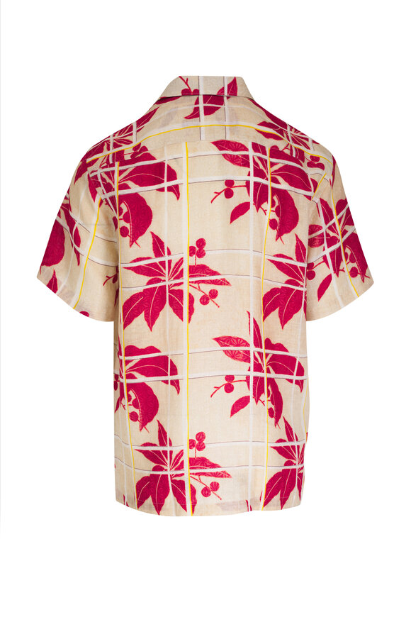 Loro Piana Red Hibiscus Print Button Down Shirt - view 2