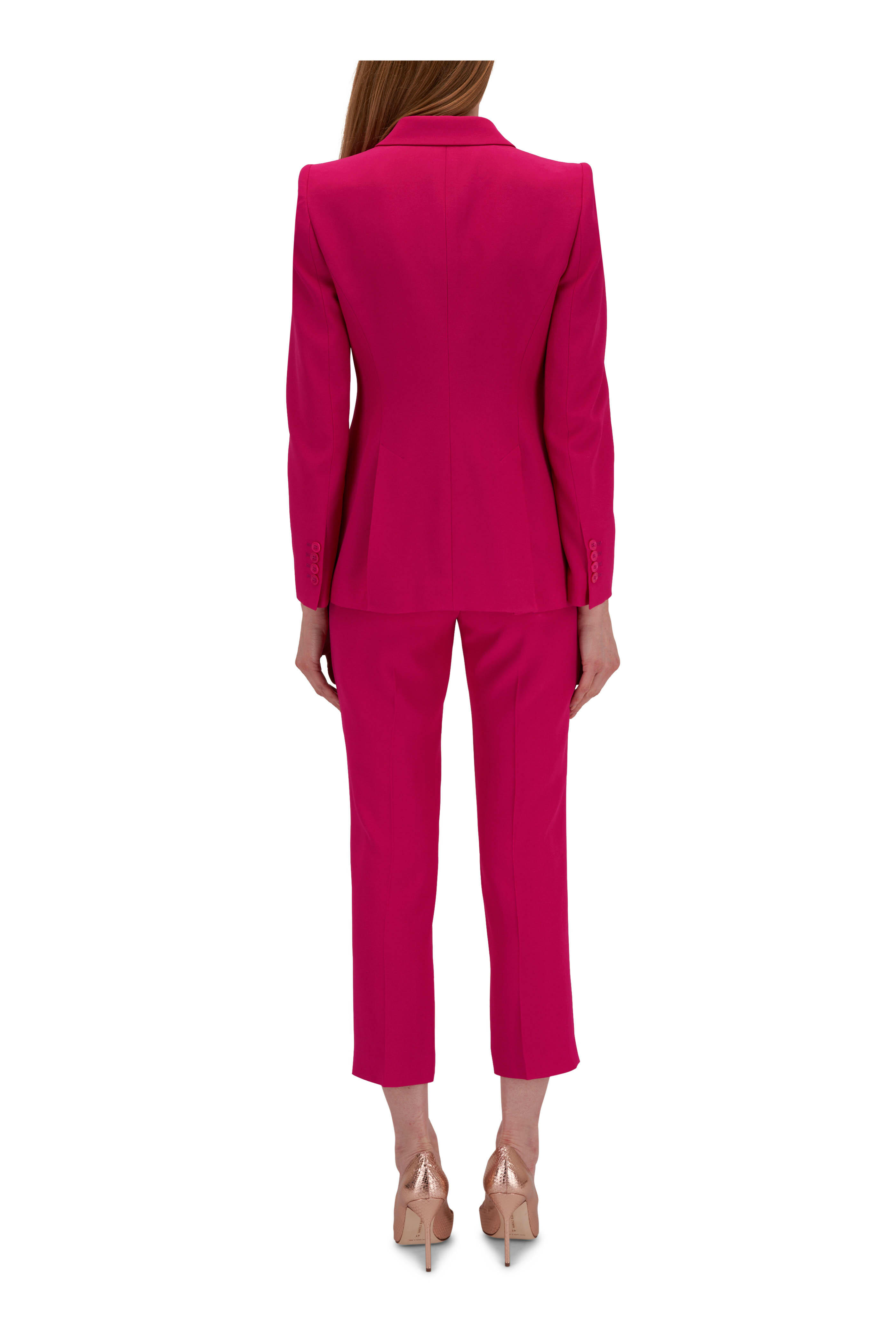Alexander McQueen - Orchid Pink Leaf Crepe Cropped Dress Pant