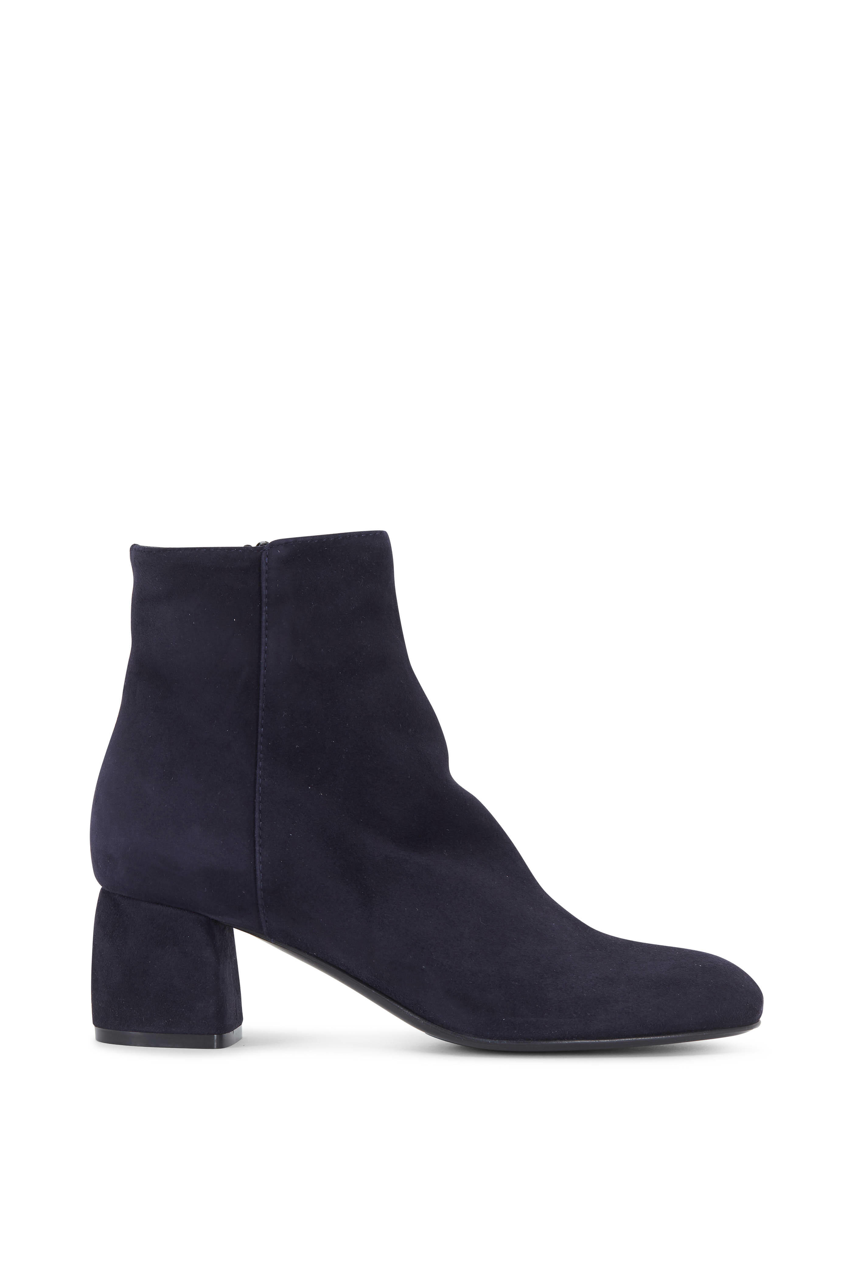 AGL - Navy Blue Suede Block Heel Ankle Boot, 50mm