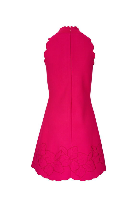 Carolina Herrera - Fucshia Floral Embroiered & Scalloped Mini Dress 