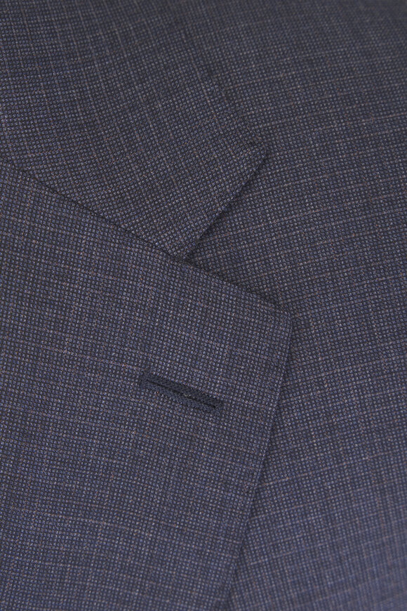 Canali Dark Blue Micro Check Wool Suit - view 3