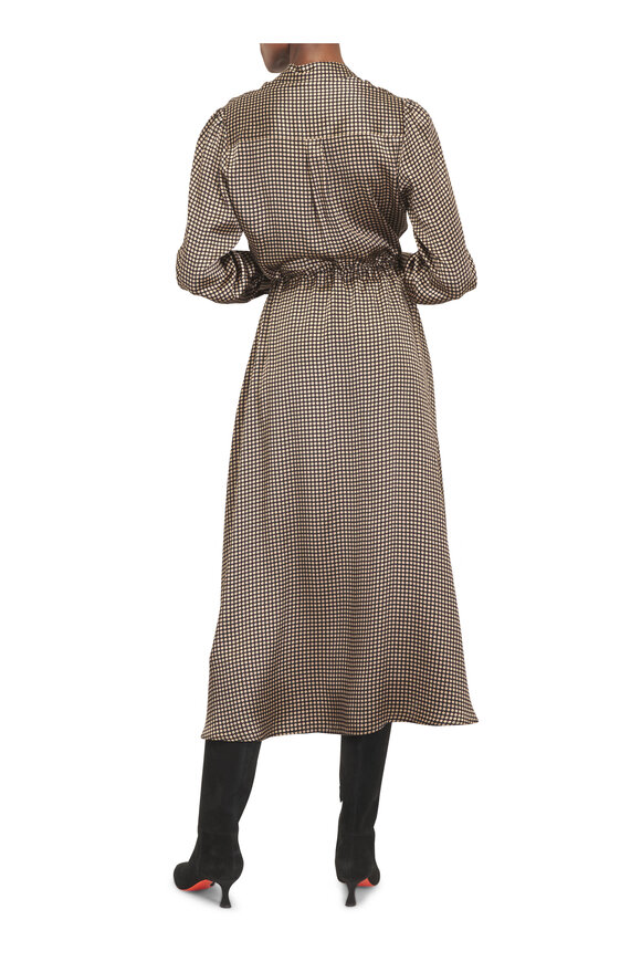 Kiton Black Polka Dot Drawstring Silk Midi Dress - view 3