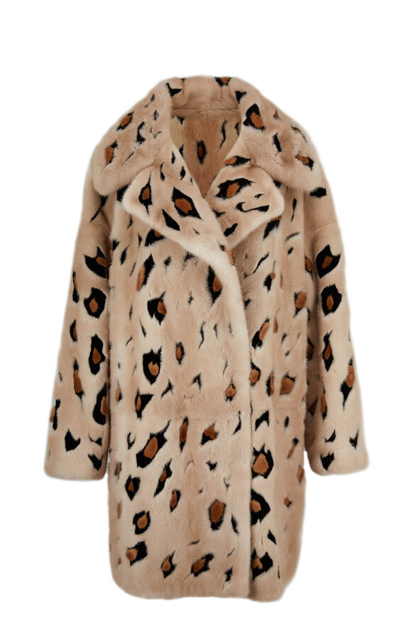 Oscar de la Renta Furs - Natural Palomino Mink Cheetah Intarsia Coat