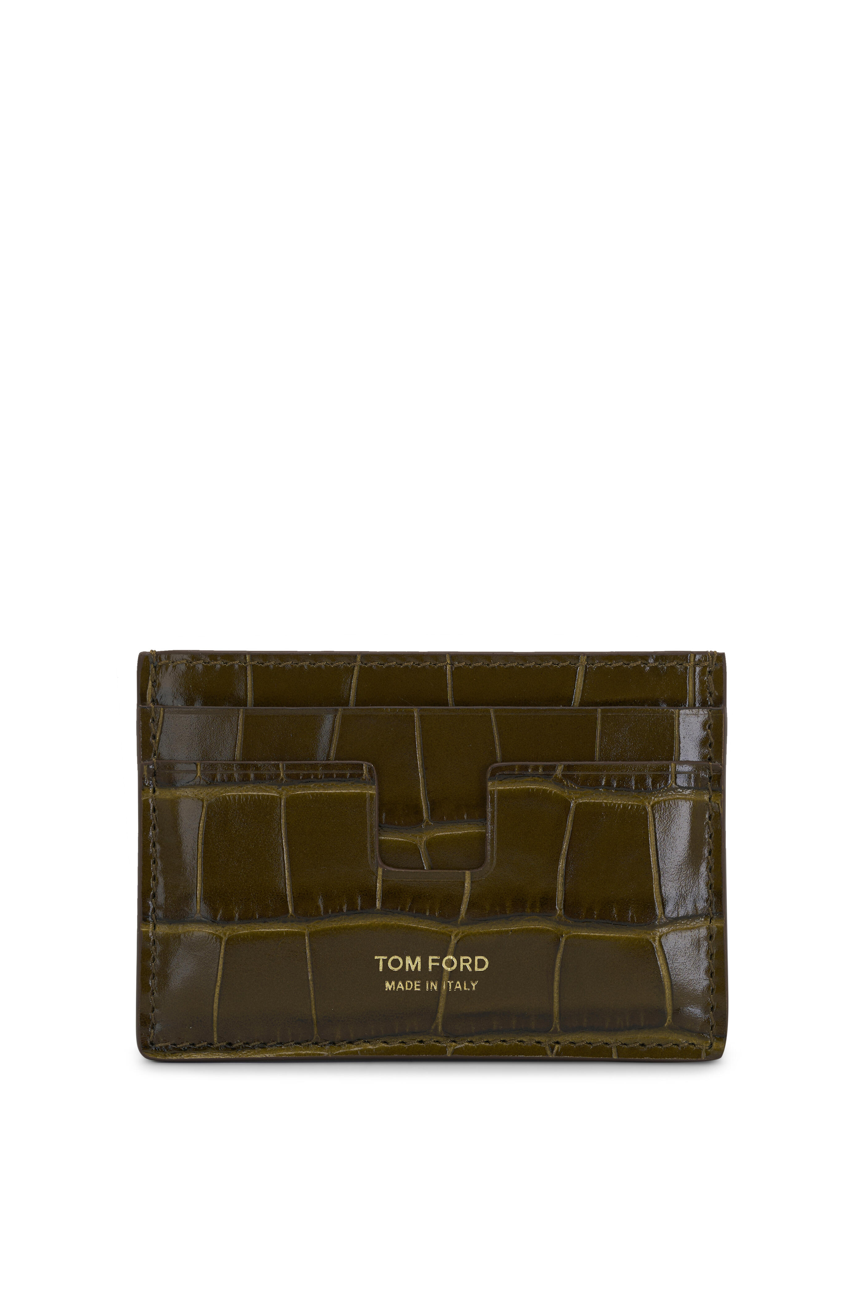 Tom Ford - Khaki Embossed Croc Cardcase