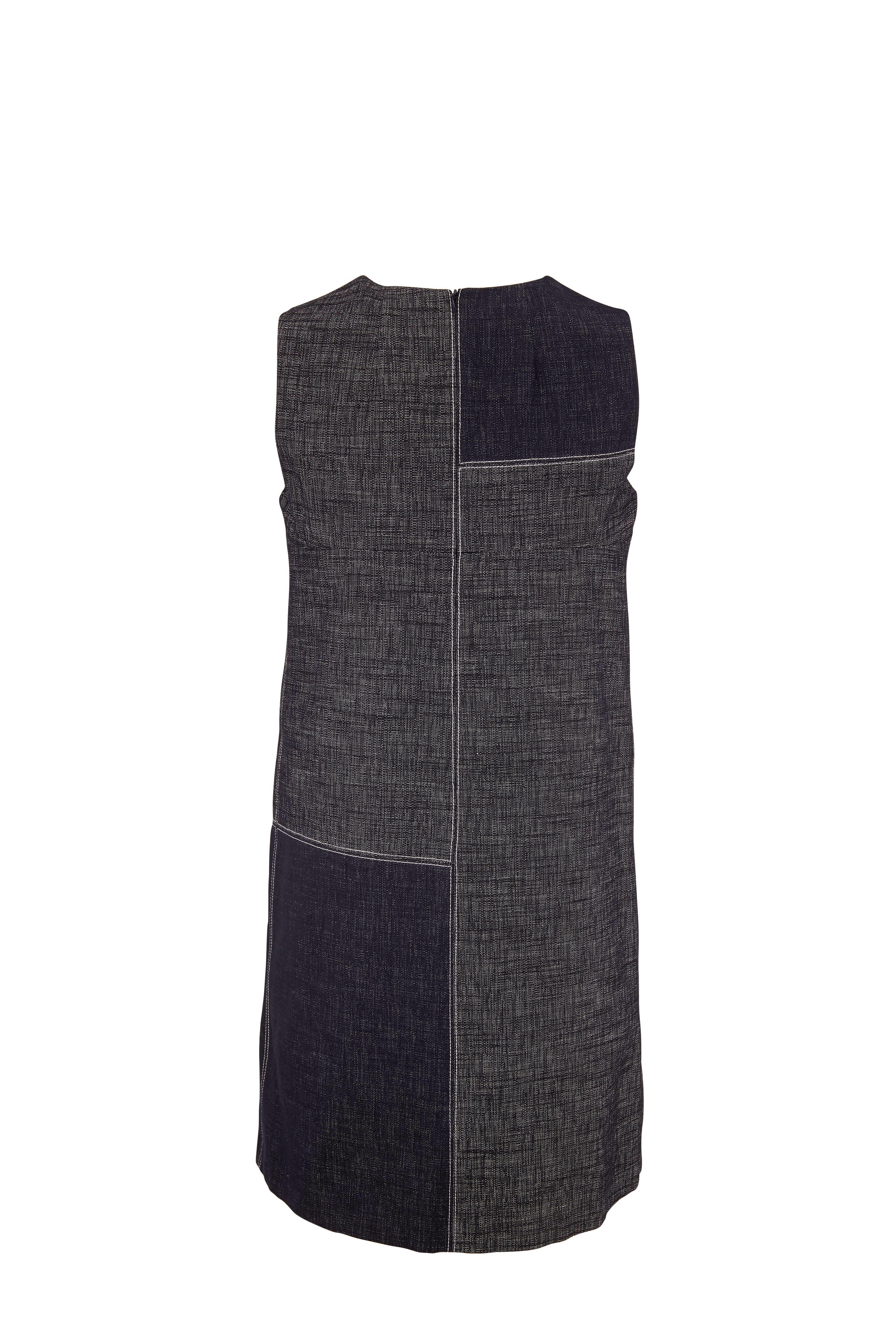 Paule Ka - Marine Blue Denim Sleeveless Shift Dress