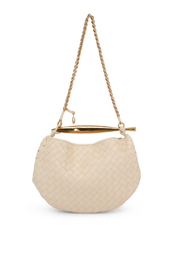 Bottega Veneta - Sardine Small Woven Leather & Brass Chain Bag 