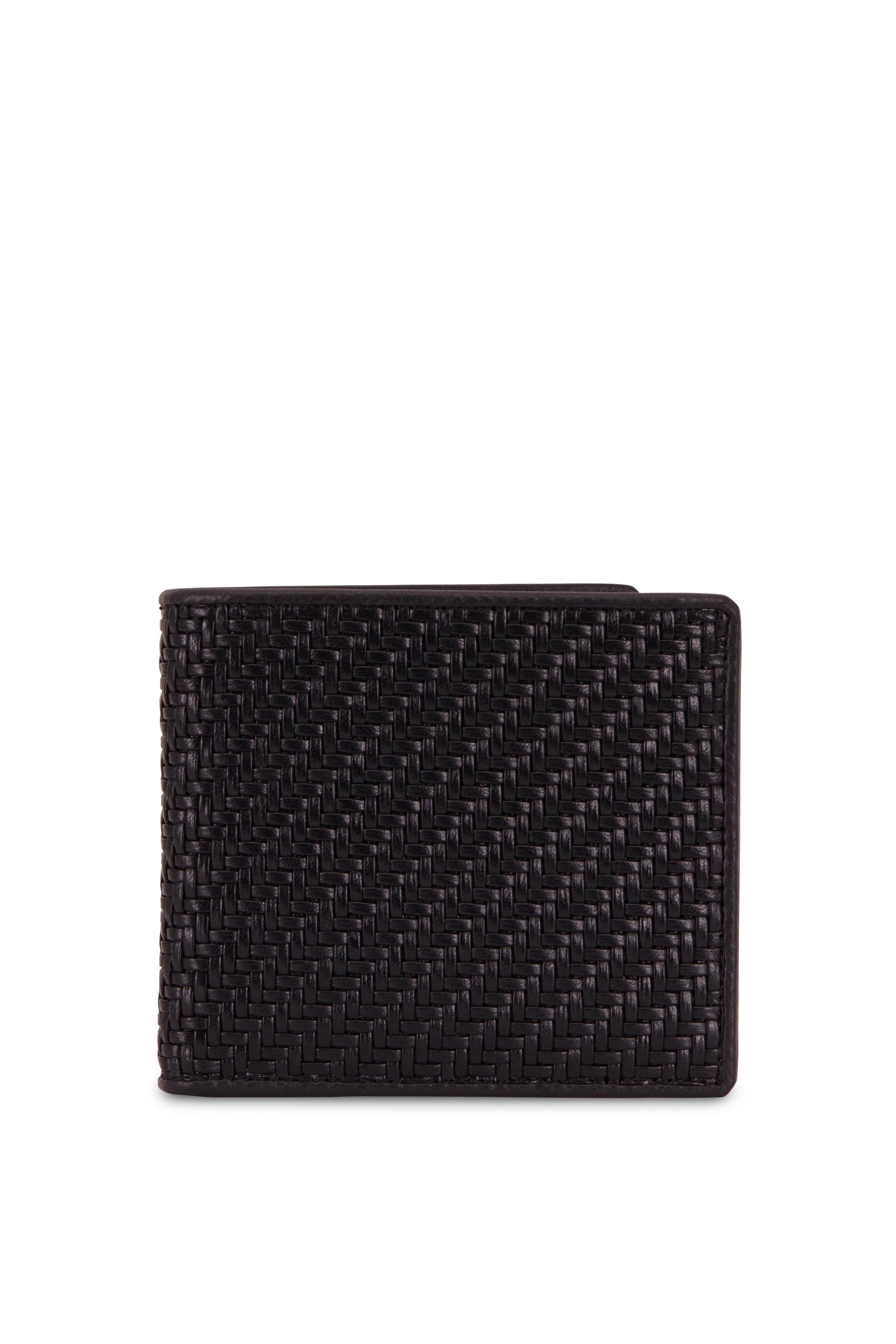 Zegna - Black Woven Leather Fold-Over Wallet